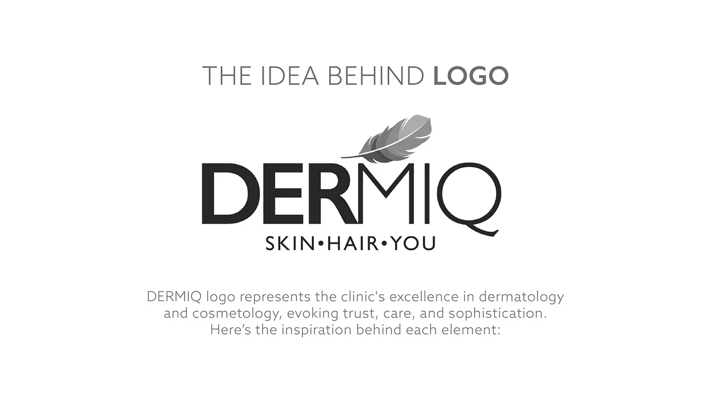 Dermiq Skin Clinic — Logo concept and feather symbol